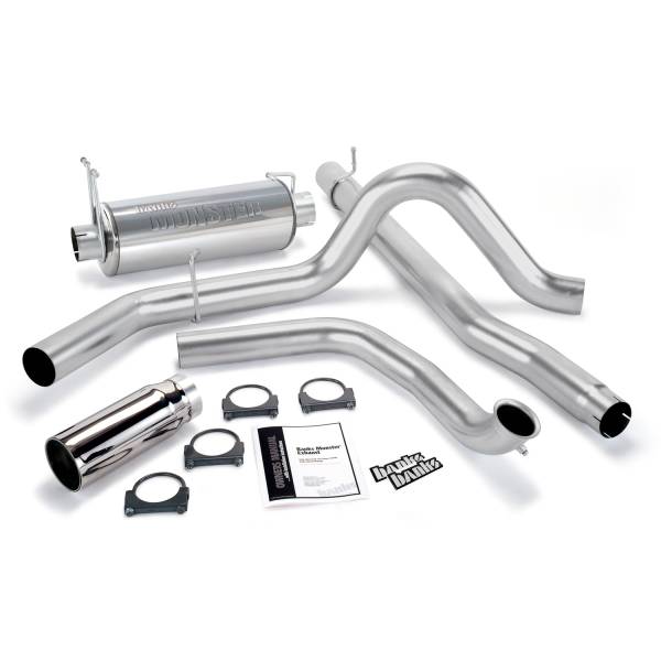 Banks Power - Banks Power Monster Exhaust System Single Exit Chrome Round Tip 99 Ford 7.3L Truck Catalytic Converter - 48655
