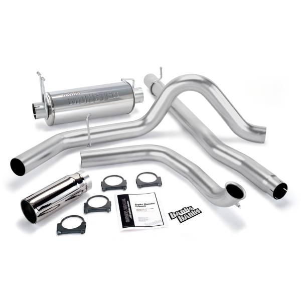 Banks Power - Banks Power Monster Exhaust System Single Exit Chrome Round Tip 00-03 Ford 7.3L Excursion - 48653