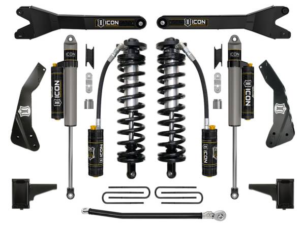 ICON Vehicle Dynamics - ICON Vehicle Dynamics 2011-2016 FORD F-250/F-350 SUPER DUTY 4-5.5" LIFT STAGE 4 COILOVER CONVERSION SYSTEM WITH RADIUS ARM - K63134R
