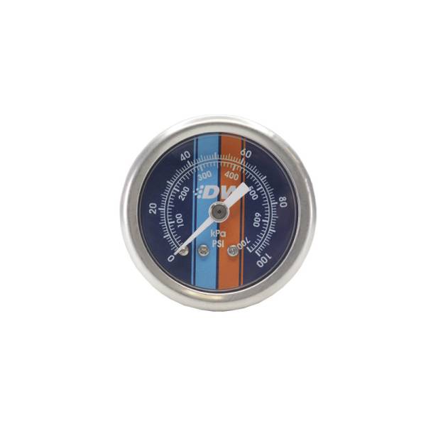 DeatschWerks - DeatschWerks 0-100 PSI 1/8in NPT Mechanical Fuel Pressure Gauge Brushed Housing Blue Face - 6-01-G2