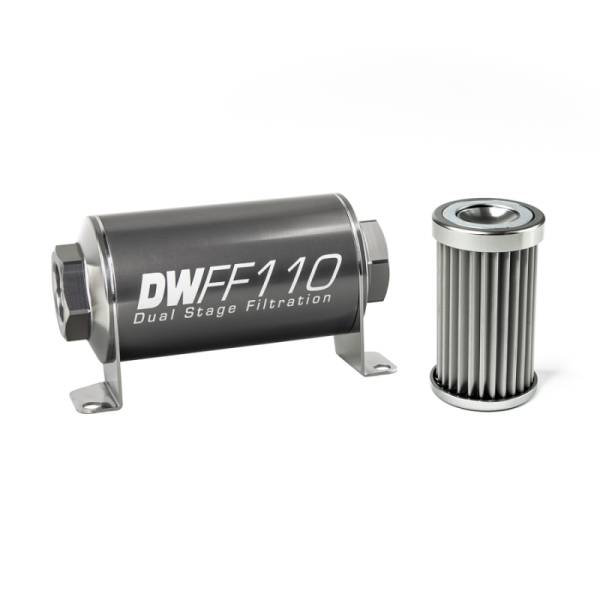 DeatschWerks - DeatschWerks Stainless Steel 5 Micron Universal Inline Fuel Filter Housing Kit (110mm) - 8-03-110-005K