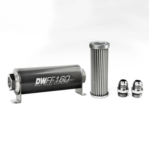 DeatschWerks - DeatschWerks Stainless Steel 10AN 5 Micron Universal Inline Fuel Filter Housing Kit (160mm) - 8-03-160-005K-10