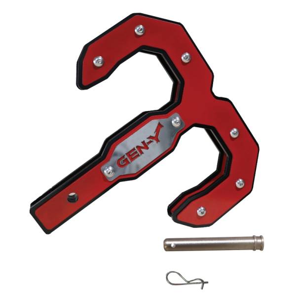 GEN-Y Hitch - GEN-Y Hitch Hulk 2.0 16K Tow Hook 2in Shank w/GH-099 Pin/GH-011 Clip - Black/Red - GH-0070-R