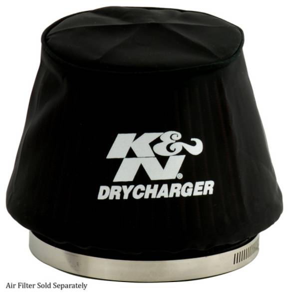 K&N Engineering - K&N Engineering Black Drycharger 6.25in Base ID / 4.375in Top ID / 4.125in Height Air Filter Wrap - RU-5163DK