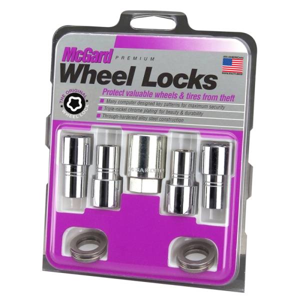 McGard - McGard Wheel Lock Nut Set - 4pk. (Long Shank Seat) M12X1.5 / 13/16 Hex / 1.75in. Length - Chrome - 22158