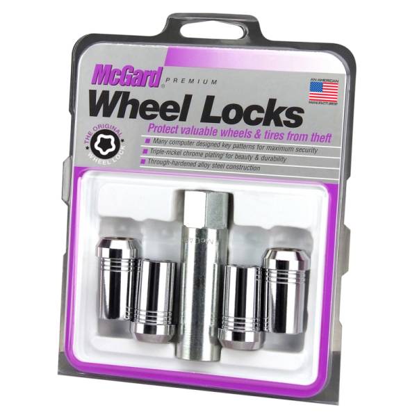 McGard - McGard Wheel Lock Nut Set - 4pk. (Tuner / Cone Seat) M14X1.5 / 22mm Hex / 1.648in. Length - Chrome - 25115