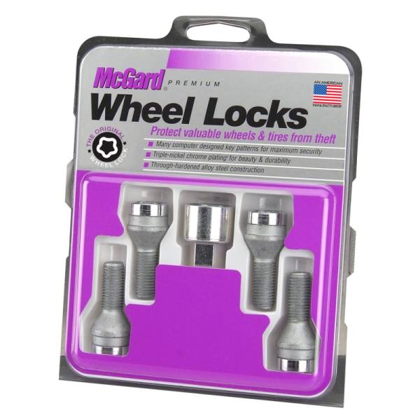 McGard - McGard Wheel Lock Bolt Set - 4pk. (Cone Seat) M12X1.5 / 17mm Hex / 40.5mm Shank Length - Chrome - 27013