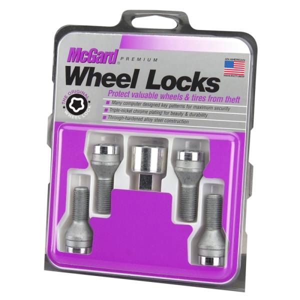 McGard - McGard Wheel Lock Bolt Set - 4pk. (Cone Seat) M14X1.5 / 17mm Hex / 29.0mm Shank Length - Chrome - 27181