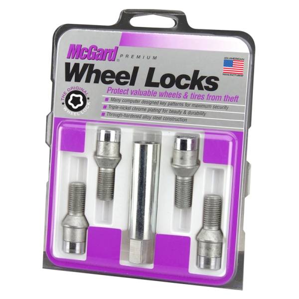 McGard - McGard Wheel Lock Bolt Set - 4pk. (Tuner / Cone Seat) M12X1.5 / 17mm Hex / 29.6mm Shank L. - Chrome - 27191