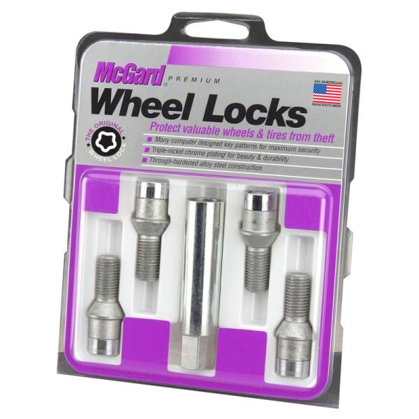 McGard - McGard Wheel Lock Bolt Set - 4pk. (Tuner / Cone Seat) M12X1.5 / 17mm Hex / 22.4mm Shank L. - Chrome - 27192