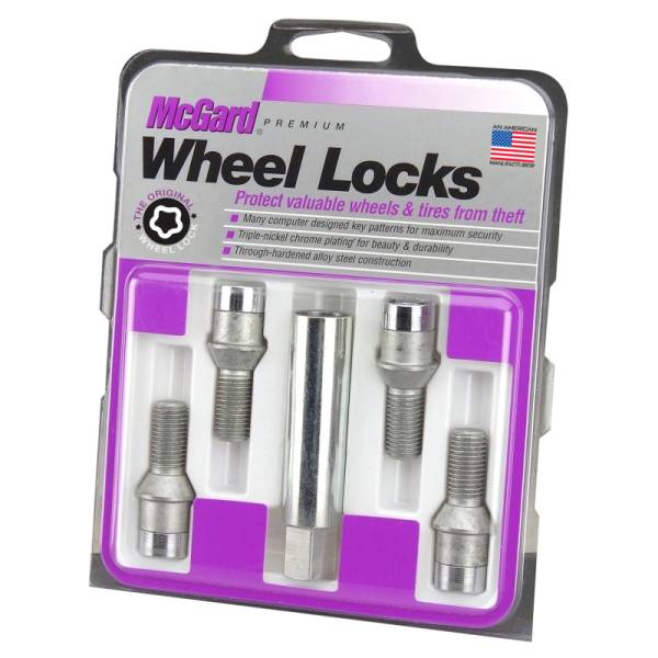 McGard - McGard Wheel Lock Bolt Set - 4pk. (Tuner / Cone Seat) M14X1.5 / 17mm Hex / 24.0mm Shank L. - Chrome - 27200