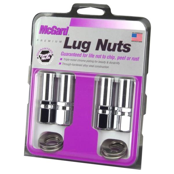 McGard - McGard Hex Lug Nut (Drag Racing X-Long Shank) 1/2-20 / 13/16 Hex / 2.475in. Length (4-Pack) - Chrome - 63000