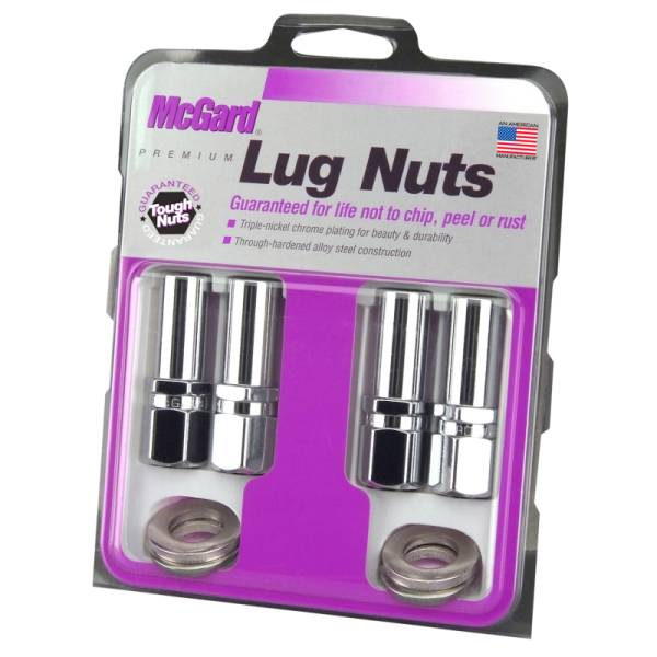 McGard - McGard Hex Lug Nut (Drag Racing X-Long Shank) 1/2-20 / 13/16 Hex / 2.475in. Length (4-Pack) - Chrome - 63004