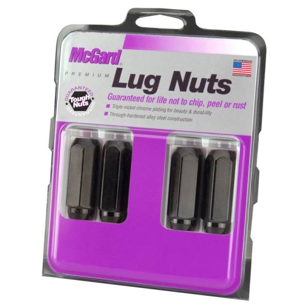 McGard - McGard Hex Lug Nut (Cone Seat) M14X2.0 / 13/16 Hex / 2.25in. Length (4-Pack) - Black - 64025