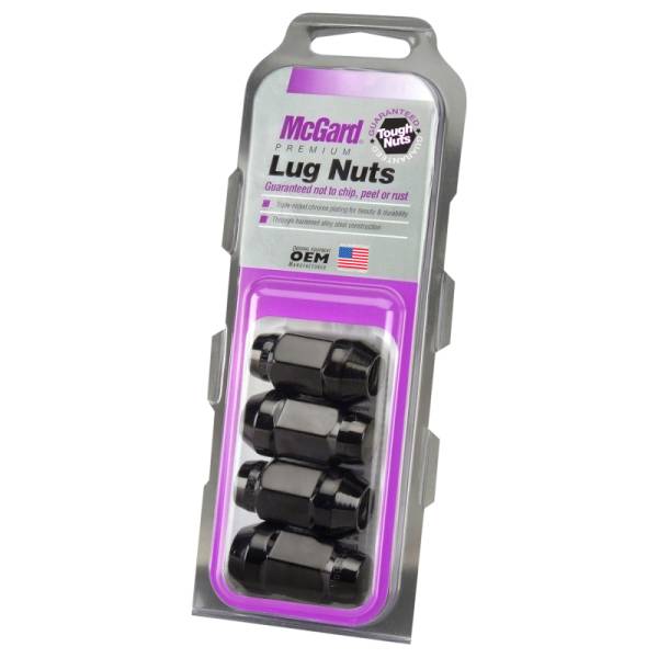 McGard - McGard Hex Lug Nut (Cone Seat Bulge Style) M14X1.5 / 22mm Hex / 1.635in. Length (4-Pack) - Black - 64074