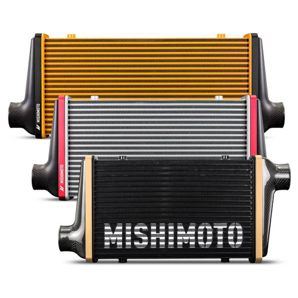 Mishimoto - Mishimoto Universal Carbon Fiber Intercooler - Gloss Tanks - 450mm Black Core - C-Flow - C V-Band - MMINT-UCF-G4B-C-C