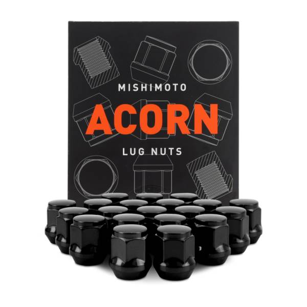 Mishimoto - Mishimoto Steel Acorn Lug Nuts M12 x 1.5 - 20pc Set - Black - MMLG-AC1215-20BK