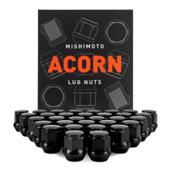 Mishimoto - Mishimoto Steel Acorn Lug Nuts M14 x 1.5 - 32pc Set - Black - MMLG-AC1415-32BK