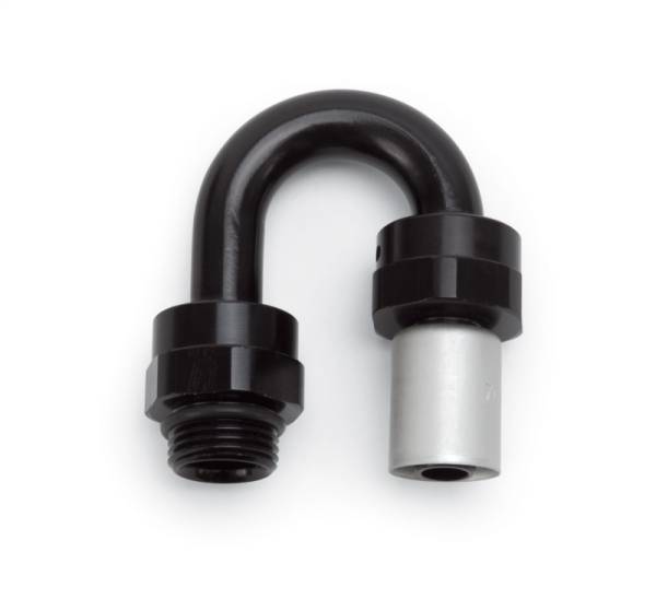 Russell - Russell Performance -6 SAE Port Male to -6 AN Hose 180 Degree Crimp On Hose End - Black Anodized - 610820