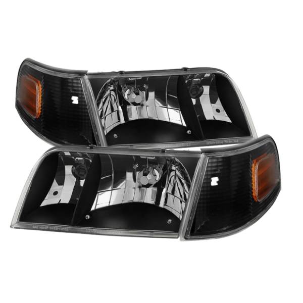SPYDER - SPYDER Xtune Crown Victoria 98-11 Crystal Headlights w/ Corner Lights Set Black HD-JH-CRVI98-SET-BK - 9031021
