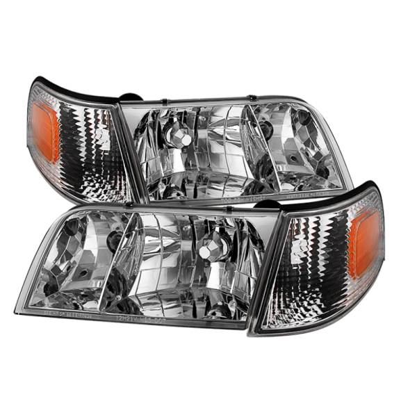 SPYDER - SPYDER Xtune Crown Victoria 98-11 Crystal Headlights w/ Corner Lights Set Chrome HD-JH-CRVI98-SET-C - 9031038