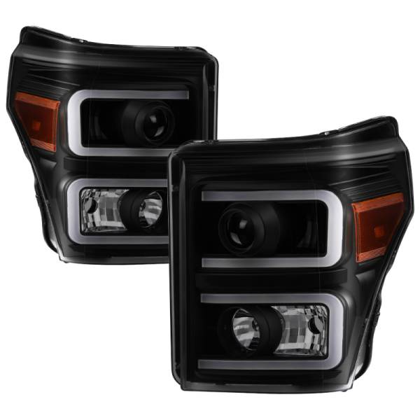 SPYDER - SPYDER Xtune Ford Super Duty 11-16 Projector Headlights Light Bar Drl Black Smoked PRO-JH-FS11-LBBRL-BSM - 9034930