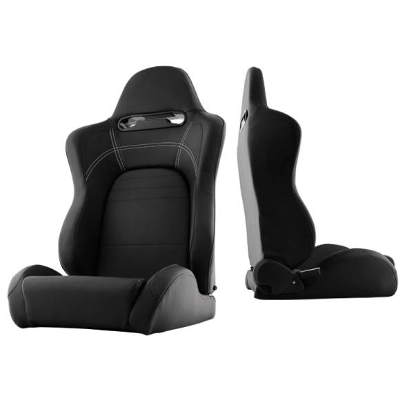 SPYDER - SPYDER Xtune Evo9 Style Racing Seat Pu (Double Slider) Black/Black Passenger Side RST-EVO9-01-BK-PA - 9933806