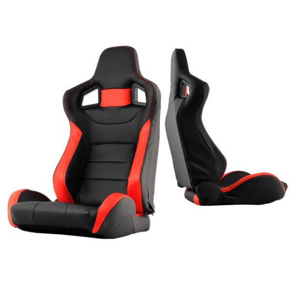 SPYDER - SPYDER Xtune Scs Style Racing Seat Carbon Pu (Double Slider) Black/Red Passenger Side RST-SCS-02-BKR-PA - 9933844