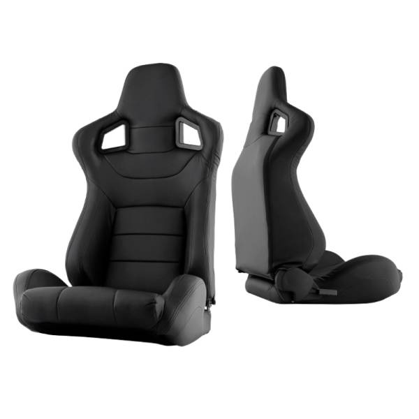 SPYDER - SPYDER Xtune Scs Style Racing Seat Pu (Double Slider) Black/Black Passenger Side RST-SCS-01-BK-PA - 9933868