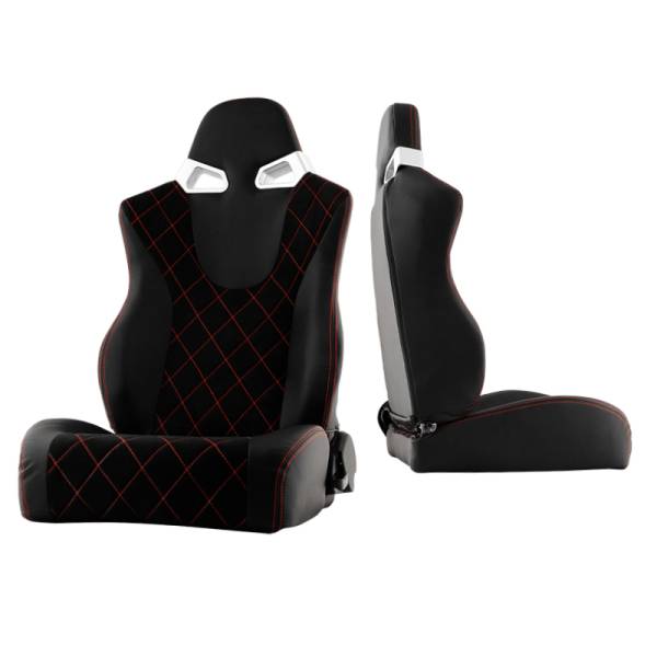 SPYDER - SPYDER Xtune Cg Style Racing Seat Pu (Double Slider) Black/Black Driver Side RST-CG-03-BKRX-DR - 9933998