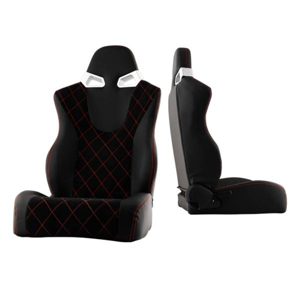 SPYDER - SPYDER Xtune Cg Style Racing Seat Pu (Double Slider) Black/Black Passenger Side RST-CG-03-BKRX-PA - 9934001