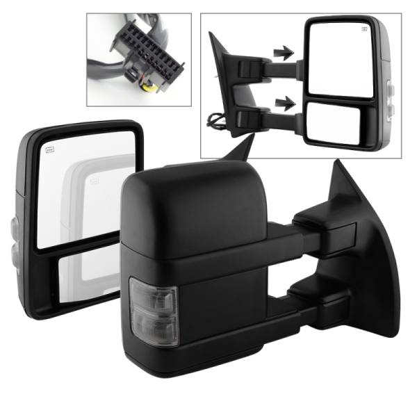 SPYDER - SPYDER xTune Ford SuperDuty 08-15 Extendable Heated Mirrors w/ LED Signal Smoke MIR-FDSD08S-PW-SM-SET - 9935831