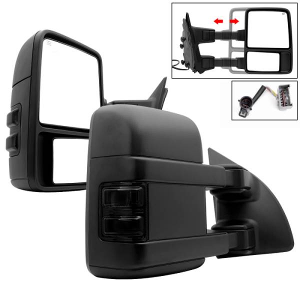 SPYDER - SPYDER Xtune L&R G2 Ford Superduty 99-07 Heated Smoke Signal Telescoping Mirrors MIR-FDSD99S-G2-PW-SM-SET - 9935466