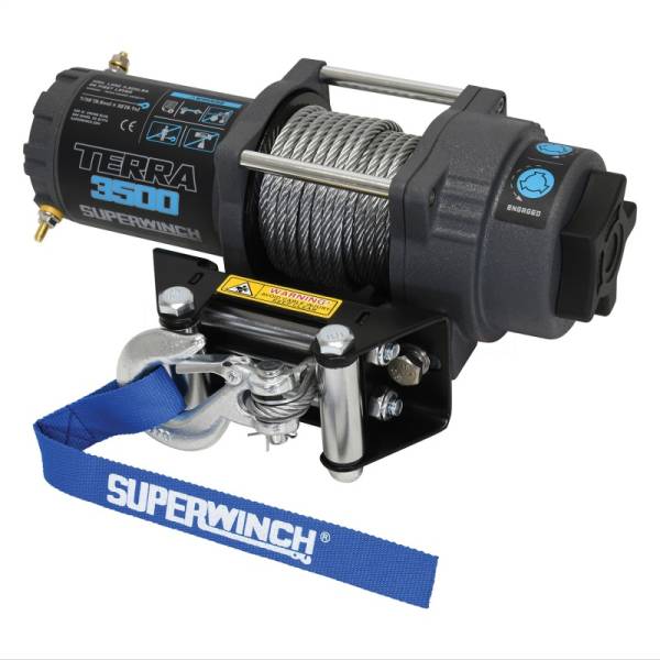 Superwinch - Superwinch 3500 LBS 12V DC 7/32 in x 32 ft Steel Rope Terra 3500 Winch - Gray Wrinkle - 1135260