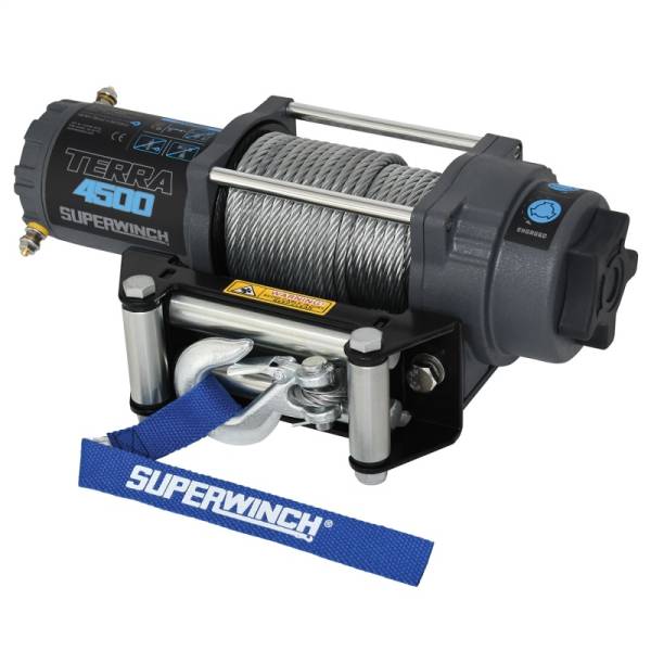Superwinch - Superwinch 4500 LBS 12V DC 15/64in x 50ft Steel Rope Terra 4500 Winch - Gray Wrinkle - 1145260
