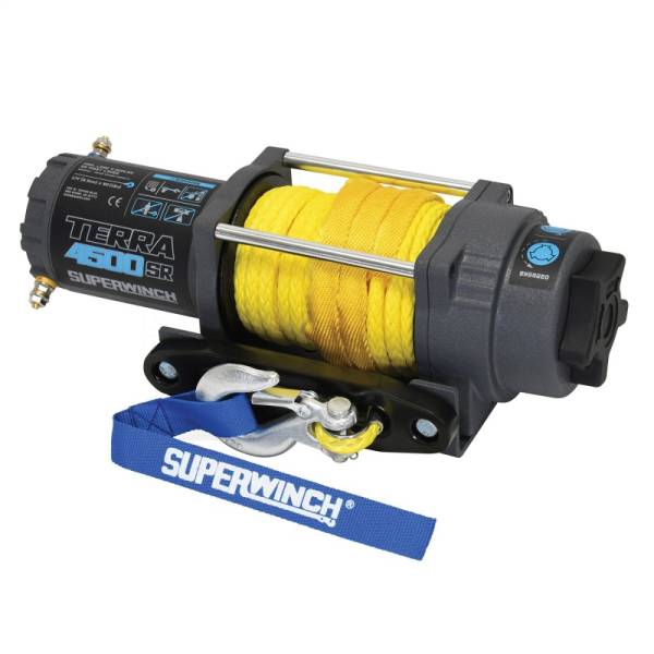 Superwinch - Superwinch 4500 LBS 12V DC 1/4in x 50ft Synthetic Rope Terra 4500SR Winch - Gray Wrinkle - 1145270