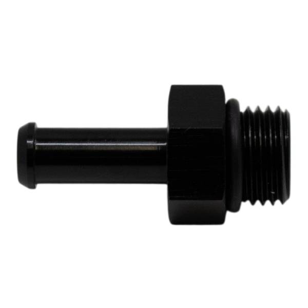 DeatschWerks - DeatschWerks 6AN ORB Male to 5/16in Male Barb Fitting (Incl O-Ring) - Anodized Matte Black - 6-02-0505-B