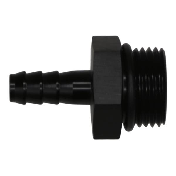 DeatschWerks - DeatschWerks 10AN ORB Male to 5/16in Male Triple Barb Fitting (Incl O-Ring) - Anodized Matte Black - 6-02-0516-B