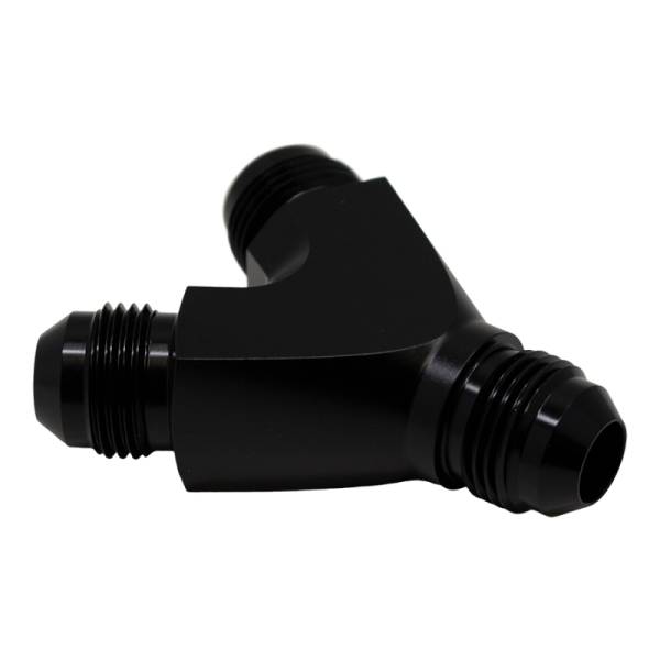 DeatschWerks - DeatschWerks 8AN Male Flare to 8AN Male Flare to 8AN Male Flare Y Fitting - Anodized Matte Black - 6-02-0706-B