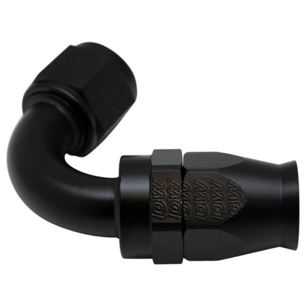 DeatschWerks - DeatschWerks 10AN Female Flare Swivel 120-Degree Hose End PTFE - Anodized Matte Black - 6-02-0878-B