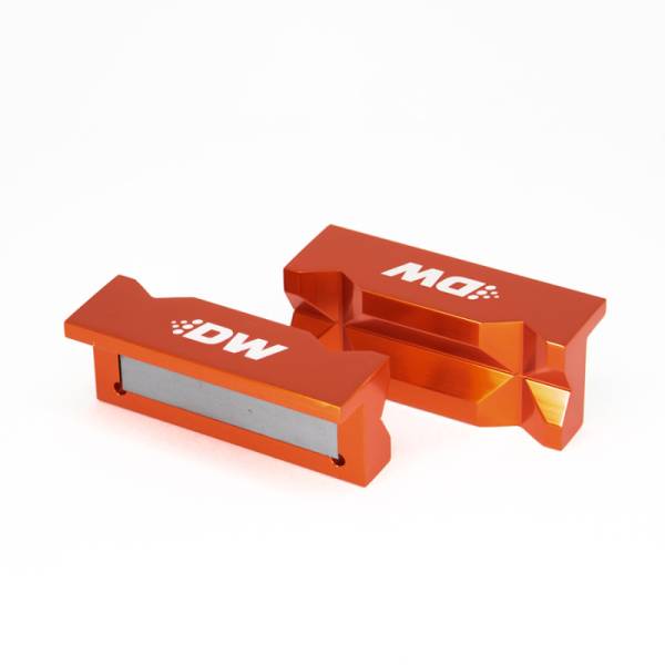 DeatschWerks - DeatschWerks 4in. Aluminum Soft Jaws w/ Magnet - Orange Anodized - 6-02-1007