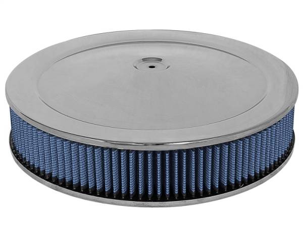 aFe - aFe MagnumFLOW Air Filters Round Racing P5R A/F Chrome Assy 14x3: Blk/Blue - 18-21401