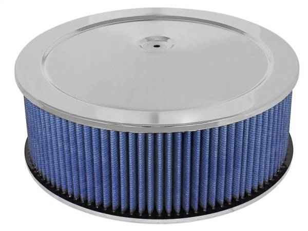 aFe - aFe MagnumFLOW Air Filters Round Racing P5R A/F Chrome Assy 14x5: Blk/Blue E/M - 18-21403