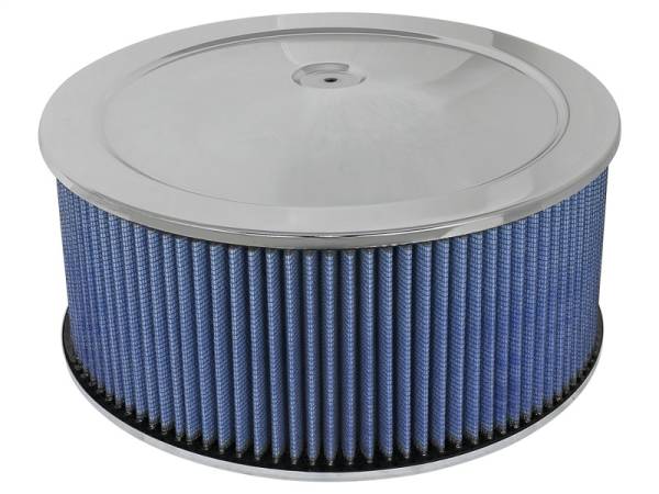 aFe - aFe MagnumFLOW Air Filters Round Racing P5R A/F Chrome Assy 14x6: Blk/Blue E/M - 18-21404