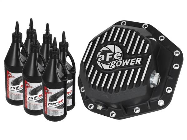 aFe - aFe Power Pro Series Rear Differential Cover Black w/Machined Fins 17-19 Ford Diesel Trucks V8-6.7L - 46-70352-WL