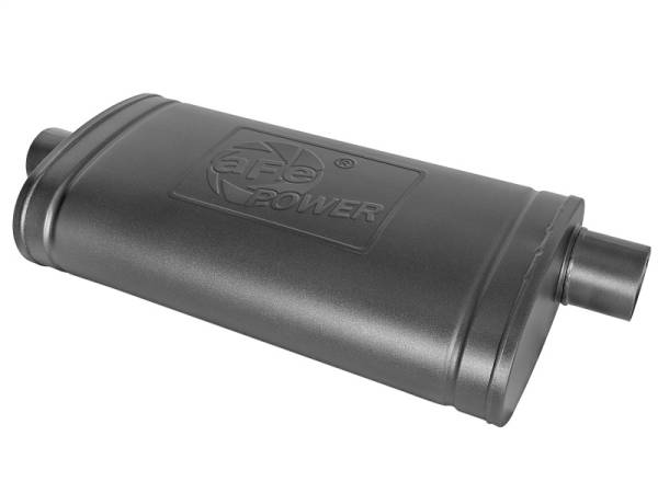 aFe - aFe MACH Force-Xp 409 SS Muffler w/ Black Finish 3in Center/Offset 22in L x 11in x 5in - Oval Body - 49M00016-B