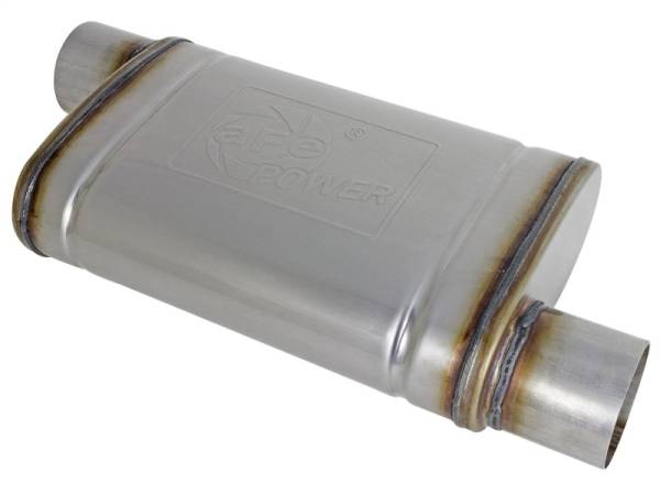 aFe - aFe MACH Force-Xp 409 SS Muffler 3in ID Offset/Offset x 4in H x 9in W x 14in L - Oval Body - 49M00030