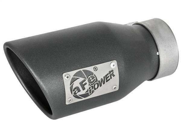 aFe - aFe MACH Force-Xp 3in 304 SS Metallic Black Exhaust Tip 3in In x 4-1/2in Out x 9in L Bolt-On Left - 49T30452-B091