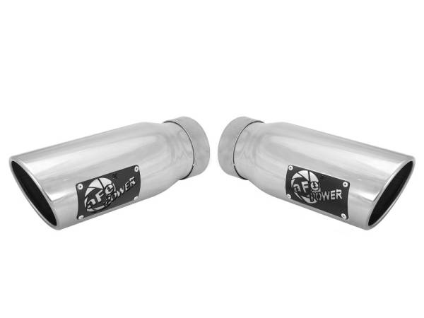 aFe - aFe MACHForce-XP 304 Stainless Steel Polished Exhaust Tip 3.5in x 4.5in Out x 12in L Clamp-On - 49T35456-P12