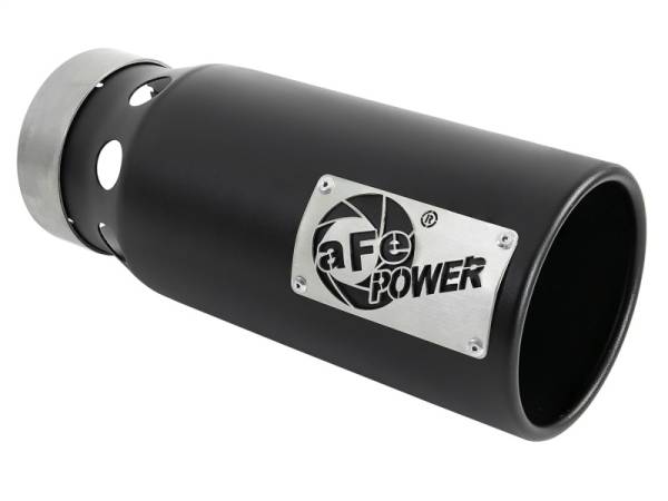 aFe - aFe SATURN 4S 4in SS Intercooled Exhaust Tip - Black 4in In x 5in Out x 12in L Bolt-On - 49T40501-B122